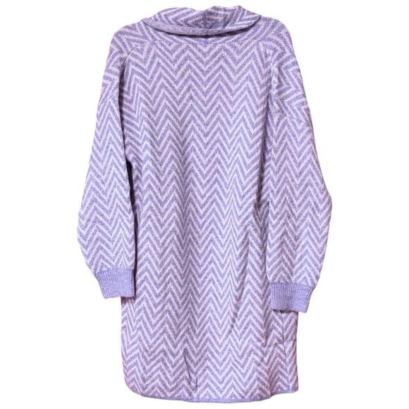 Purple White Chevron Sweater Cardigan Size Large NWT - Adora - Picture 12 of 14